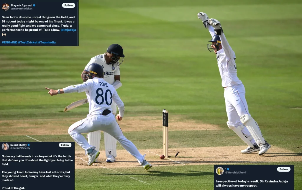 "Test cricket hurts like no other" – Fans devastated as India suffer a heartbreaking 22-run loss at Lord’s.